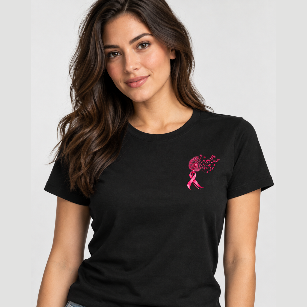 Hope Pink Ribbon Dandelion Tee front view