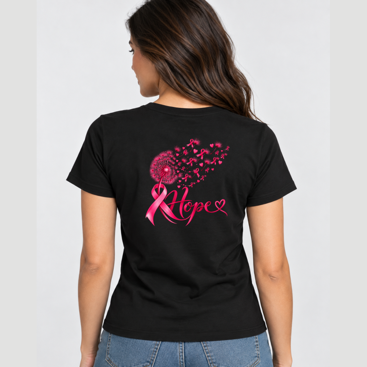 Hope Pink Ribbon Dandelion Tee back view