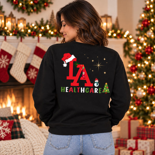 Christmas LA Healthcare black crewneck back view