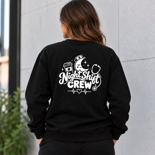 Night Shift Crew black crewneck back view