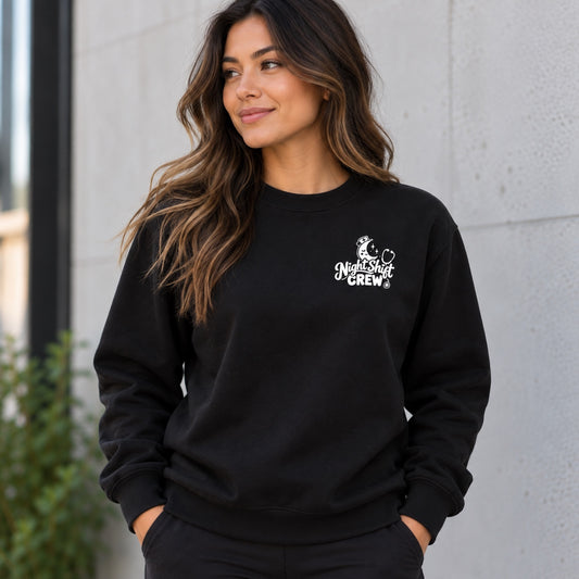 Night Shift Crew black crewneck front view