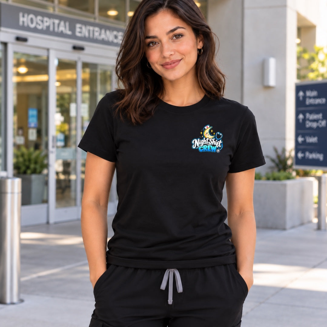 Night Shift Crew short sleeve tee front view